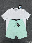 Nike Miler ADV T-Shirt Mineral Slate & Mineral Slate Challenger Shorts Set