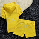 New Summer Goose Velvet Hot Diamond Letters Fashion Casual Sports Suit Shorts Short-Sleeved Women's Clothing Foreign Trade