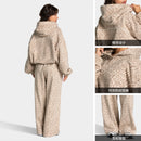 European and American Fashion Yoga Set for Women, Outdoor Running Quick-Dry Breathable Hooded Lazy Style Leopard Print Fitness Sports Set
