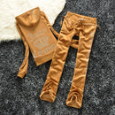 2026 New Spring and Autumn Foreign Trade Women's Clothing Plus Size Slim Fit Rhinestone Sports Casual Fashion Velvet Two-Piece Set Wholesale