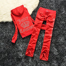 2026 New Spring and Autumn Foreign Trade Women's Clothing Plus Size Slim Fit Rhinestone Sports Casual Fashion Velvet Two-Piece Set Wholesale