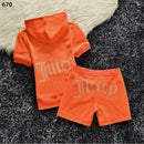 New Summer Goose Velvet Hot Diamond Letters Fashion Casual Sports Suit Shorts Short-Sleeved Women's Clothing Foreign Trade