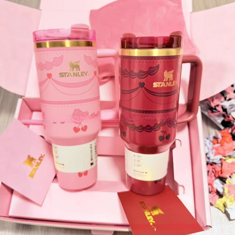 stanley thermos cup straw cup valentine's day