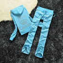 2026 New Spring and Autumn Foreign Trade Women's Clothing Plus Size Slim Fit Rhinestone Sports Casual Fashion Velvet Two-Piece Set Wholesale