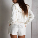 Women's Casual Sports Suit Solid Color Letter Hot Diamond Sportswear Long Sleeve Hooded Sweatshirt Loose Shorts Two Piece Set