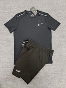 Nike Miler ADV T-Shirt Mineral Slate & Mineral Slate Challenger Shorts Set