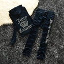 2026 New Spring and Autumn Foreign Trade Women's Clothing Plus Size Slim Fit Rhinestone Sports Casual Fashion Velvet Two-Piece Set Wholesale